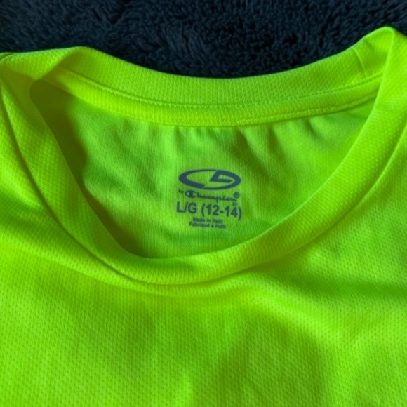 2/$30 C9 by Champion Duo Dry Neon Yellow/Green Shirt Girls Size Large 12/14 - Picture 5 of 11